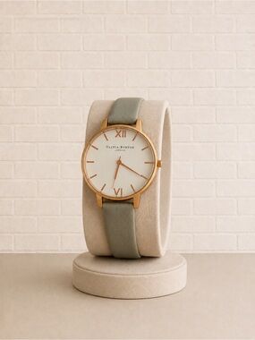 OLIVIA BURTON Sage Leather Strap Gold-Tone Case Watch